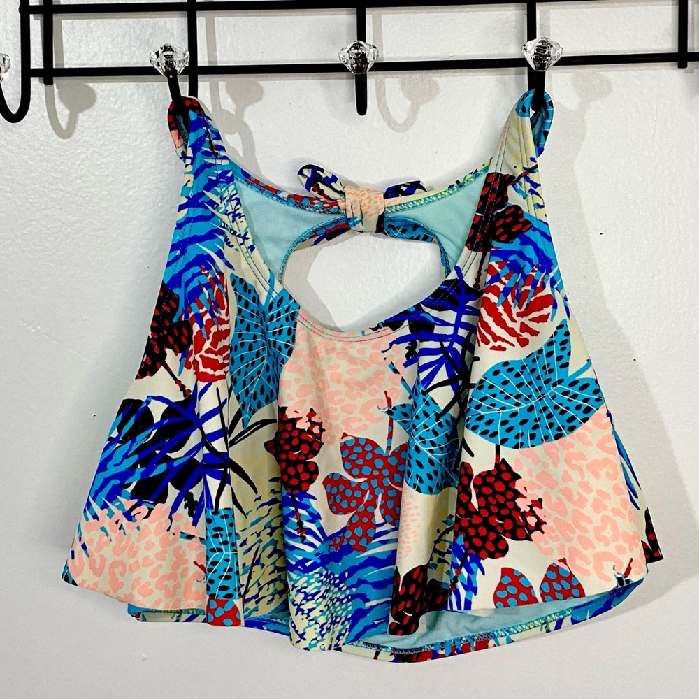 Wonder Nation Girls Blue Multi Color Tankini Swimsuit Swimwear Size XL